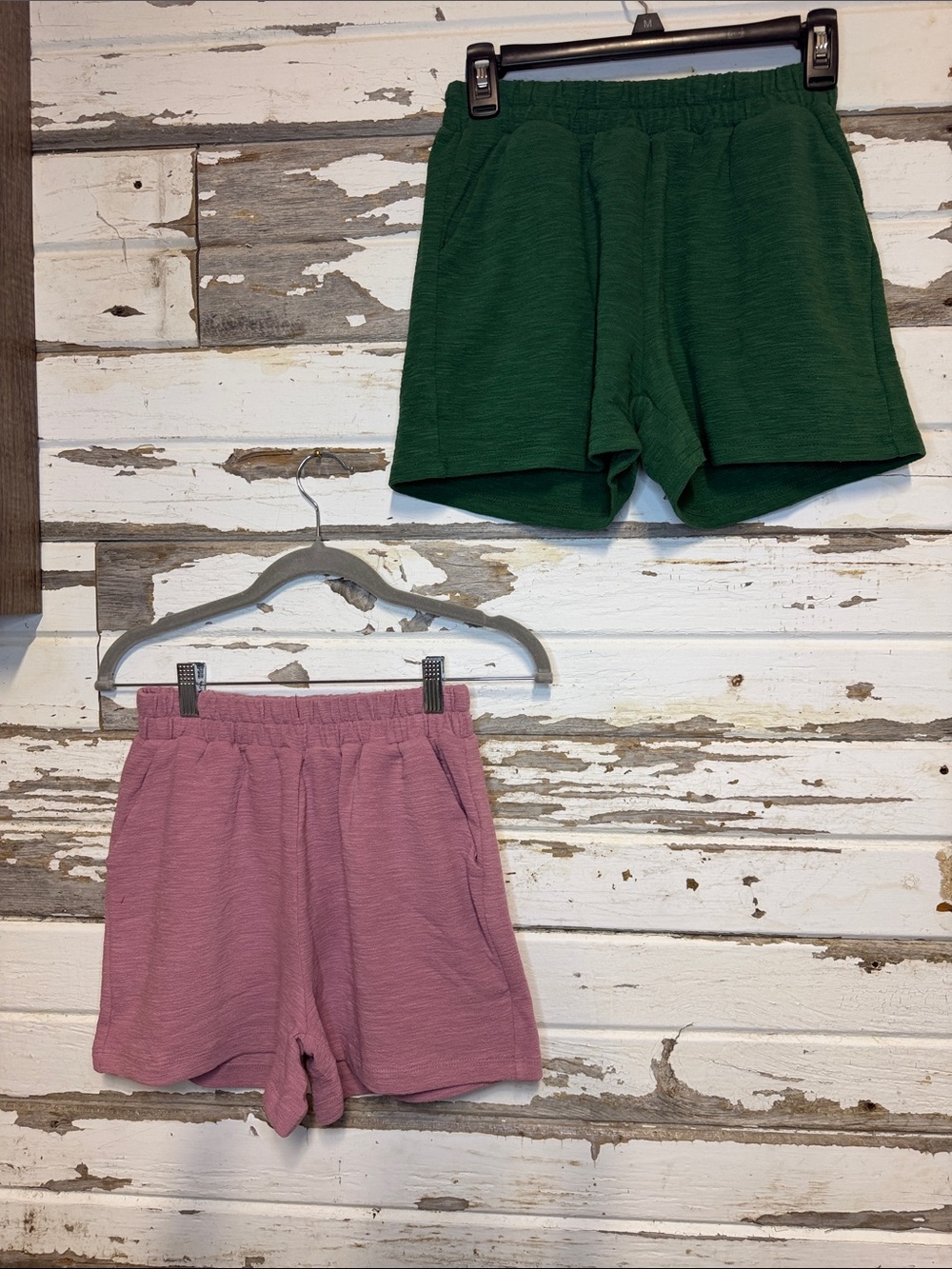 Zenana Outfitters Knit Shorts in Green and Mauve (39